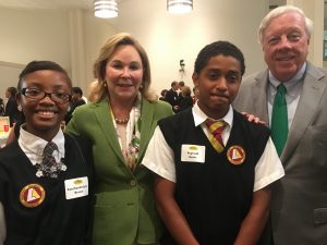 Rich and Nancy Kinder with students from The Lawson Academy.